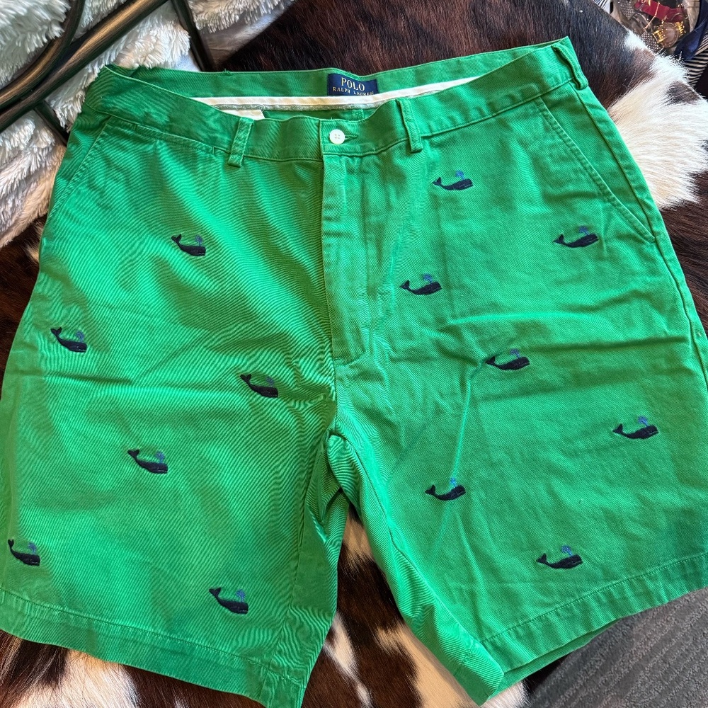 Men's POLO RALPH LAUREN Kelly Green Chino WHALE Shorts 38 NWT NEW Awesome!